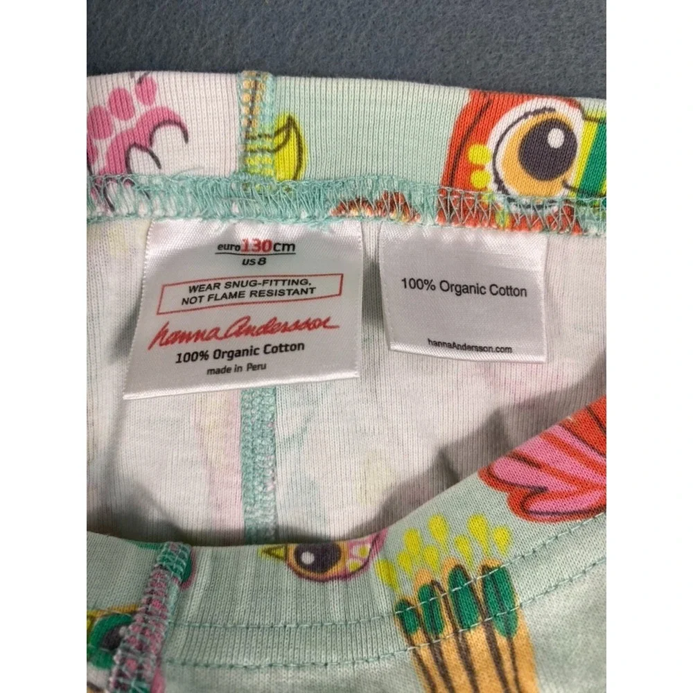 Hanna Andersoon Pajama Set Little Girl Sz 8 Y Bird Print Organic Cotton Summer